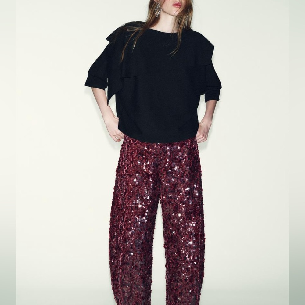 ZARA Asymmetric Black Knit Sweater Top